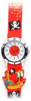 Anchors Away Matey (Red Band) Gone Bananas Analog Kids' Waterproof with Animated Treasure Chest Second Hand - 3 ATM Water Resistant