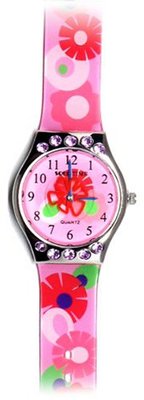 Bloom (Large Face) - Gone Bananas Analog Tween with Animated Flower Second Hand and Stone Accents - Ages 12 thru Adult