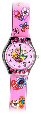 Blossom (Large Face) - Gone Bananas Analog Tween with Animated Butterfly Second Hand and Stone Accents - Ages 12 thru Adult