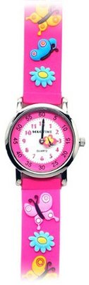 Butterflies & Blooms (Fuchsia Band) - Gone Bananas Analog Girls' with Animated Butterfly for Second Hand