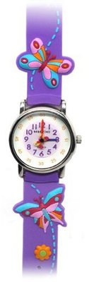 Butterflies Fly Away (Dark Violet Band) - Gone Bananas Analog Girls' with Animated Butterfly for Second Hand