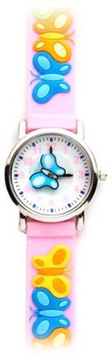 Butterfly Frenzy (Light Pink Band) - Gone Bananas Analog Girls' with Animated Butterfly for Second Hand