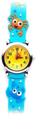 Crabby and Pals (Marine Green Band) Gone Bananas Analog Kids' Waterproof with Animated Crab Second Hand - 3 ATM Water Resistant