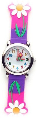 Daisy (Magenta Band) - Gone Bananas Analog Girls' Waterproof with Animated Daisy for Second Hand - 3 ATM Water Resistant