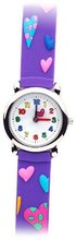 Deviating Hearts (Dark Purple Band) - Gone Bananas Analog Girls' Waterproof with Animated Heart for Second Hand - 3 ATM Water Resistant