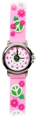 Flower Power (Light Pink Band) - Gone Bananas Analog Girls' with Animated Peace Sign for Second Hand