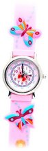 Flowers and Flutter (Pink Band) - Gone Bananas Analog Girls' Waterproof with Animated Butterfly for Second Hand - 3 ATM Water Resistant