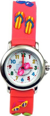 Gone Bananas - Life's a Beach Analog Girls' Waterproof with Animated Pink Sunglasses Second Hand and Orange Band - 3 ATM Water Resistant