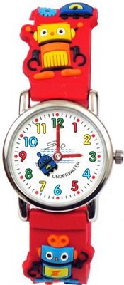 Gone Bananas - Robots Gone Wild Analog Kids' Waterproof with Animated Robot Second Hand and Red Band - 3 ATM Water Resistant