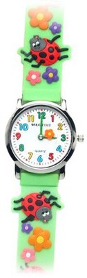 Lovely Ladybugs (Light Green Band) - Gone Bananas Analog Girls' with Animated Flower for Second Hand
