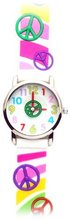 Peaceful Child (White Band) - Gone Bananas Analog Kids' Waterproof with Animated Peace Sign for Second Hand - 3 ATM Water Resistant