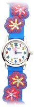 Sparkling Flowers (Electric Blue Band) - Gone Bananas Analog Girls' with Animated Flower Second Hand and Stone Accents