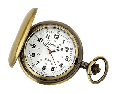 Gotham Antique Gold-Tone Covered Quartz Pocket # GWC15043AR