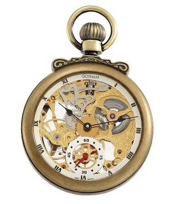 Gotham Antique Gold-Tone Mechanical Pocket with Built-in Stand # GWC14068G