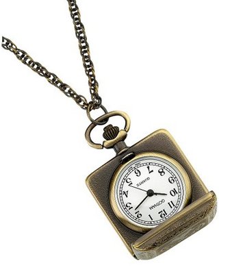 Gotham Antique Gold-Tone Square Quartz Fashion Pendant # GWC14121A