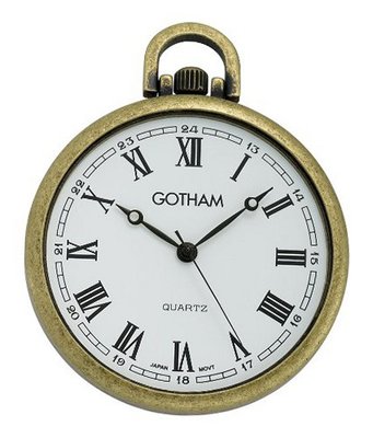 Gotham Antique Gold-Tone Ultra Thin Railroad Open Face Quartz Pocket # GWC15028AR