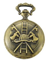 Gotham Antiqued Bronze-Tone Fire Fighter Day-Date Quartz Covered Pocket # GWC14084G