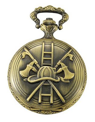 Gotham Antiqued Bronze-Tone Fire Fighter Day-Date Quartz Covered Pocket # GWC14084G