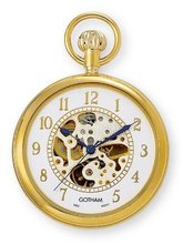 Gotham Gold-Tone 17 Jewel Mechanical Open Face Pocket # GWC14034GA