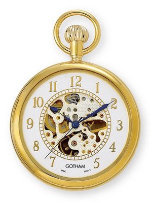 Gotham Gold-Tone 17 Jewel Mechanical Open Face Pocket # GWC14034GA