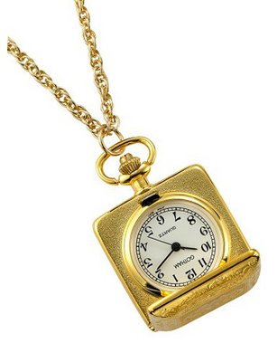 Gotham Gold-Tone Antique Style Square Quartz Pendant # GWC14121G