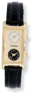 Gotham Gold-Tone Dual Time Zone Leather Strap # GWC15077B