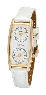 Gotham Gold-Tone Dual Time Zone Leather Strap # GWC15091GW