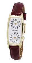 Gotham Gold-Tone Dual Time Zone Leather Strap # GWC15093GB
