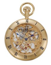 Gotham Gold-Tone Mechanical Pocket with Desktop Stand # GWC14054G-ST