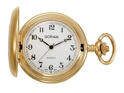 Gotham Gold-Tone Satin Finish Covered Quartz Pocket # GWC14147GA