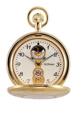 Gotham Gold-Tone Sun/Moon 24HR Mechanical Pocket # GWC14053G