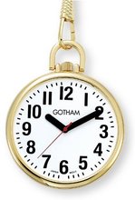 Gotham Gold-Tone Ultra Thin Bold Number Open Face Quartz Pocket # GWC15033G
