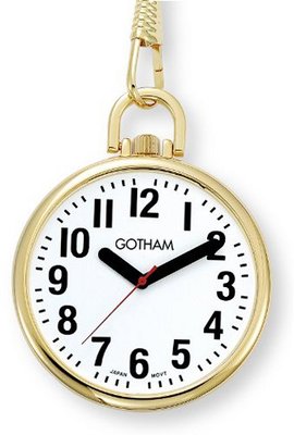 Gotham Gold-Tone Ultra Thin Bold Number Open Face Quartz Pocket # GWC15033G