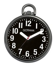 Gotham Gun Metal Ultra Thin Bold Number Open Face Quartz Pocket # GWC15033BBK