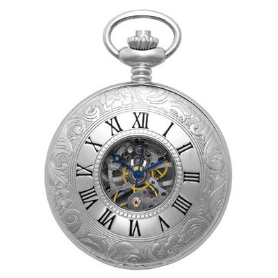 Gotham Silver-Tone 17 Jewel Mechanical Exhibition Pocket # GWC14040S