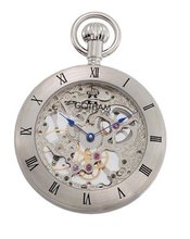 Gotham Silver-Tone 17 Jewel Mechanical Exhibition Roman Bezel Pocket # GWC14054S