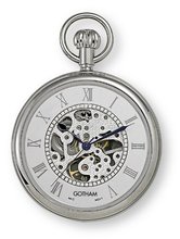 Gotham Silver-Tone 17 Jewel Mechanical Open Face Pocket # GWC14034SR