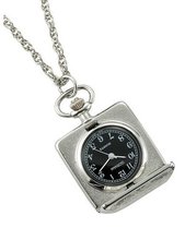 Gotham Silver-Tone Antique Style Square Quartz Pendant # GWC14121SB