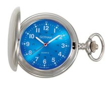 Gotham Silver-Tone Blue Dial Covered Quartz Pocket # GWC15042SBL