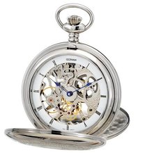 Gotham Silver-Tone Double Cover Exhibition Mechanical Pocket # GWC18800S