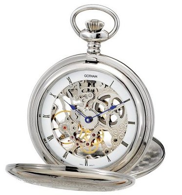 Gotham Silver-Tone Double Cover Exhibition Mechanical Pocket # GWC18800S