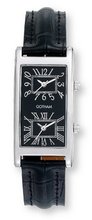 Gotham Silver-Tone Dual Time Zone Leather Strap # GWC15090SB
