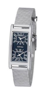 Gotham Silver-Tone Dual Time Zone Steel Mesh Band # GWC15090SB-ST