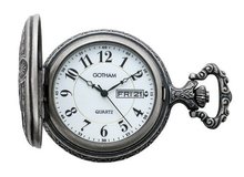 Gotham Silver-Tone Horse Design Day-Date Quartz Covered Pocket # GWC14086S
