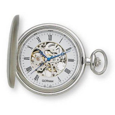 Gotham Silver-Tone Mechanical Pocket with Desktop Stand # GWC14037S-ST