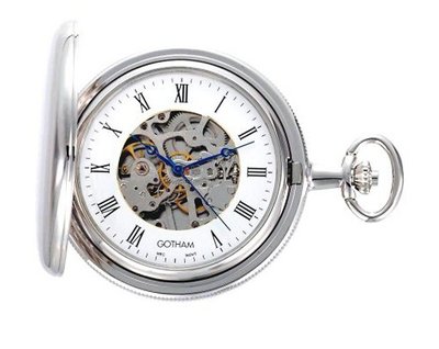 Gotham Silver-Tone Mechanical Pocket with Desktop Stand # GWC14038S-ST