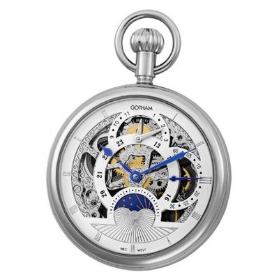 Gotham Silver-Tone Mechanical Pocket with Desktop Stand # GWC14046S-ST