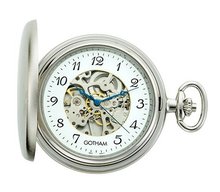 Gotham Silver-Tone Satin Finish 17 Jewel Mechanical Pocket # GWC14037SAR