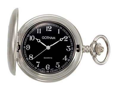 Gotham Silver-Tone Satin Finish Covered Quartz Pocket # GWC14147SB