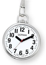 Gotham Silver-Tone Ultra Thin Bold Number Open Face Quartz Pocket # GWC15033S